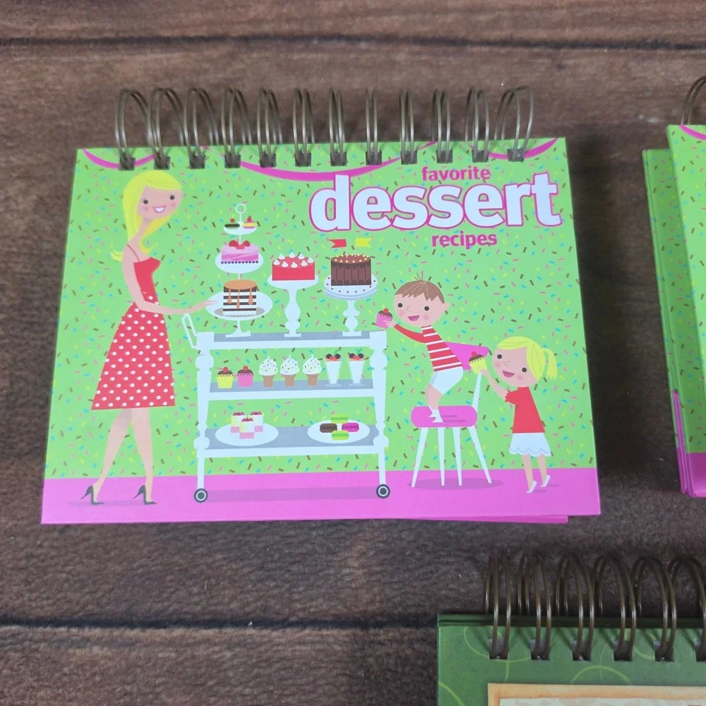 Brownlow Gifts Recipe Books Set of 3 Green Pink Good Spiral Dessert Cookies